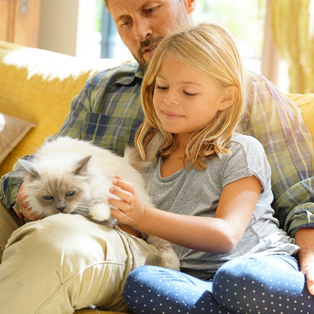 Drug & Alcohol Recover Center - Father and Daughter Petting Cat