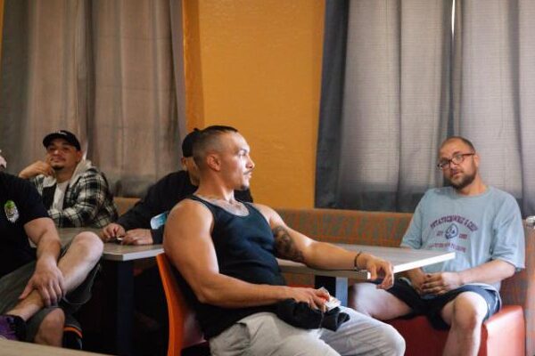 group of men in an inpatient rehab facility