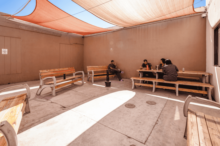 Outdoor seating area at Axiom Care, where individuals in recovery relax and connect in a supportive environment.